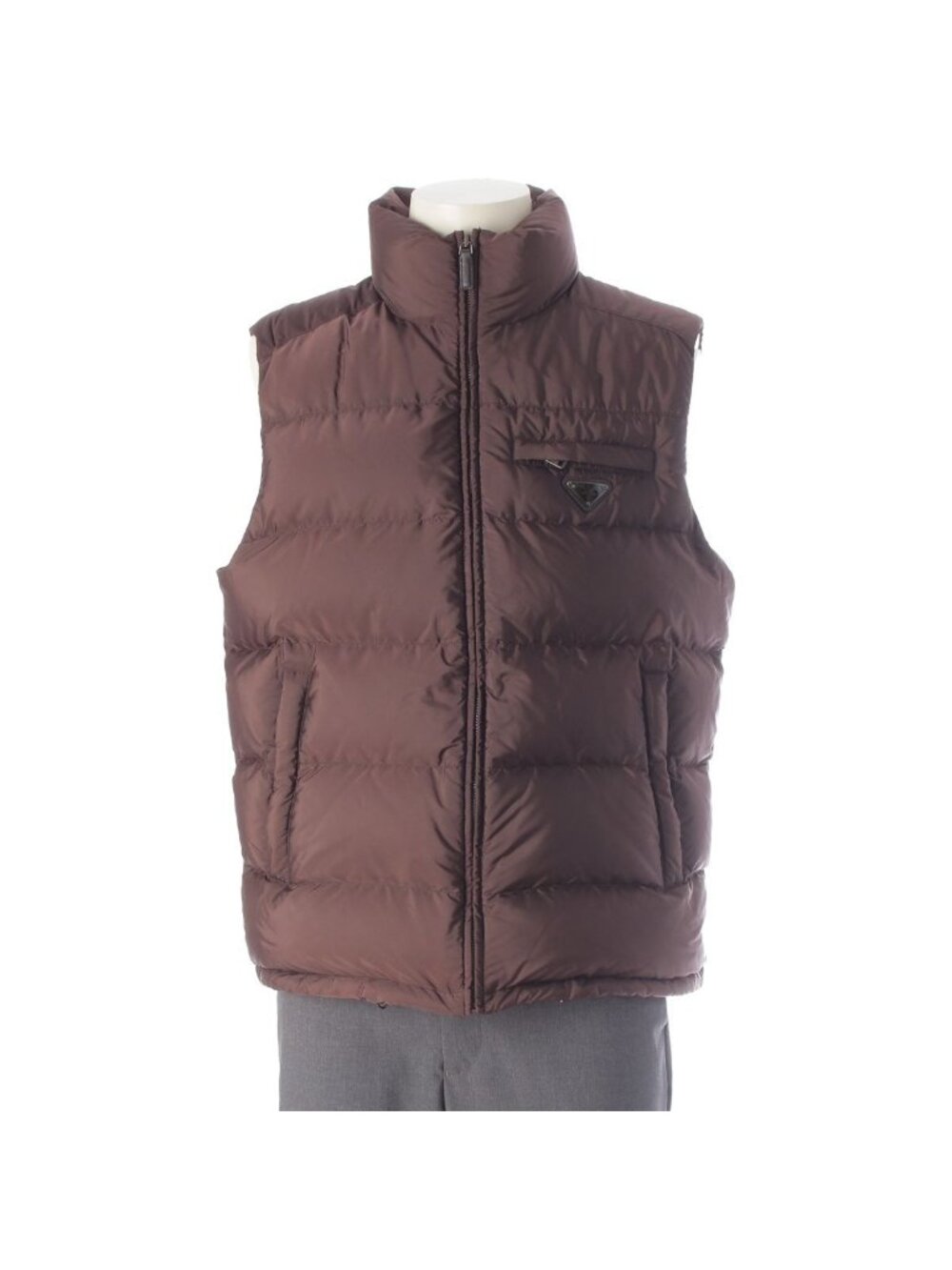 Prada Sports Triangle Logo Down Vest Brown 52